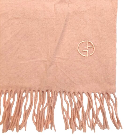GIORGIO ARMANI Luxury Designer Vintage Logo Embroidered Light Pink Scarf - Picture 6 of 16